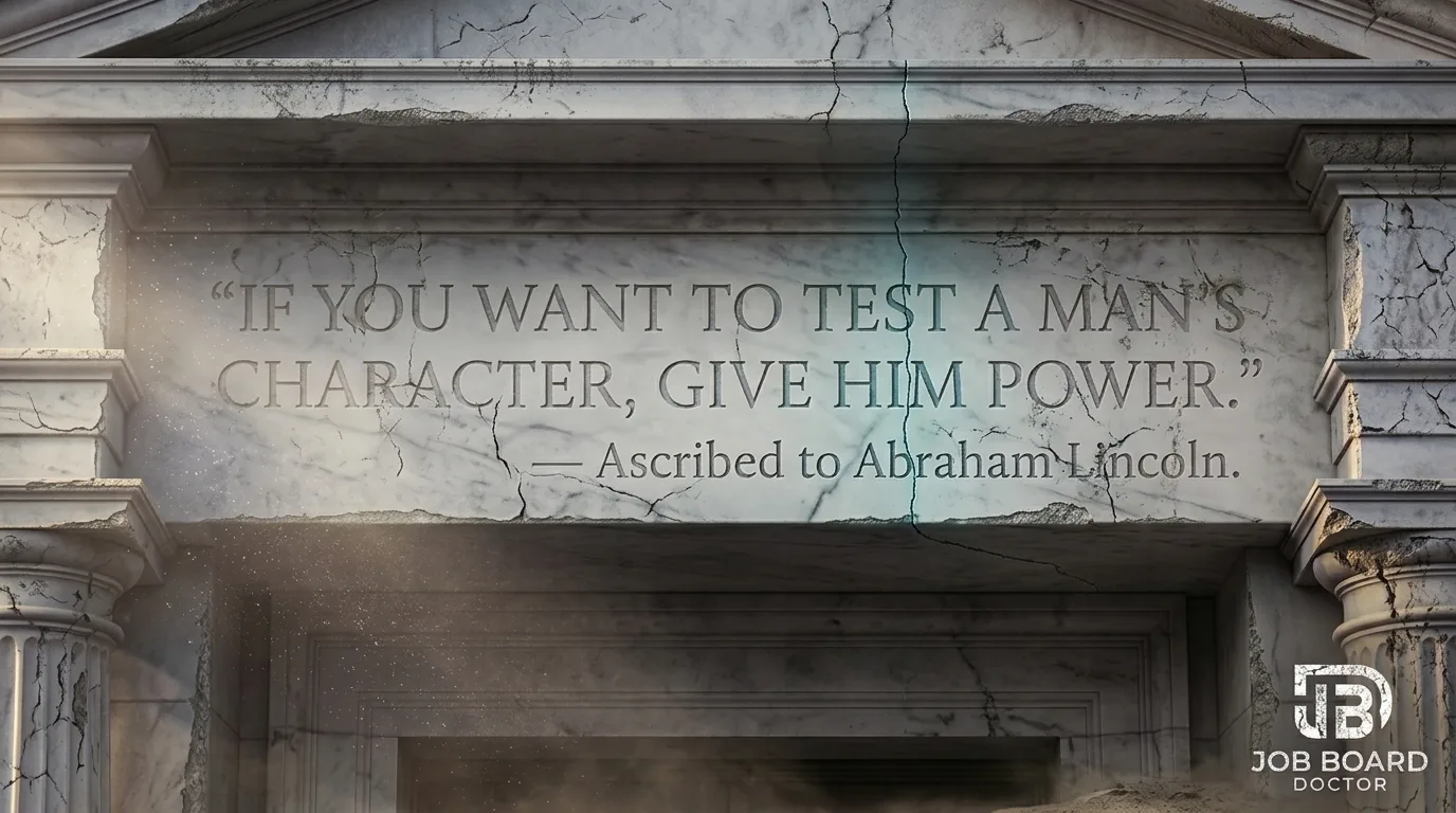 “If you want to test a man's character, give him power.” — Ascribed to Abraham Lincoln